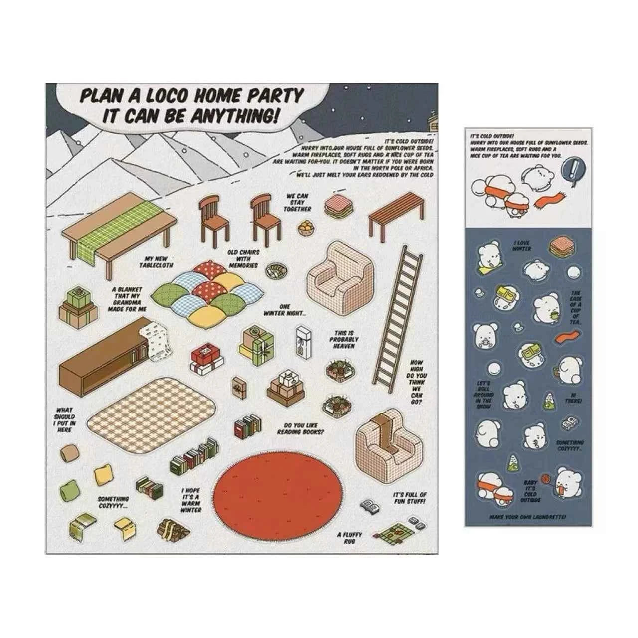 OOJ Simulation Business 3D Isometric Room Stickers - 7 Theme Sets: Fresh Market | Bookstore | Laundry | Baking Shop | Dessert | Burger Shop | Firework Market - SNSEASY