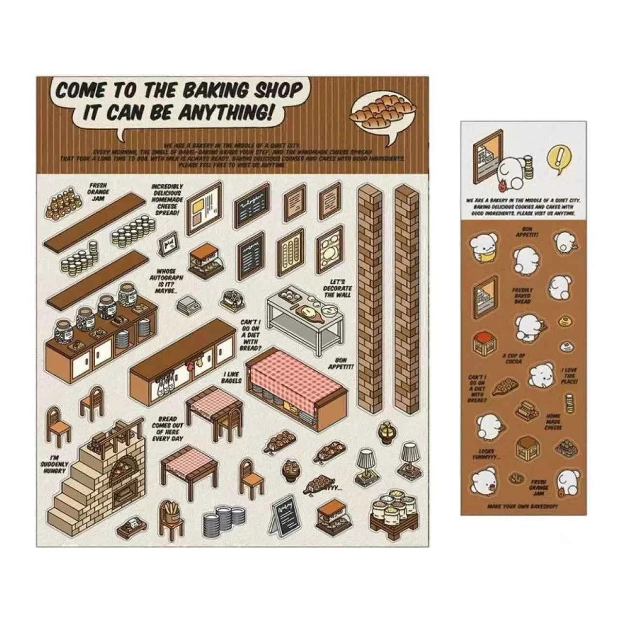 OOJ Simulation Business 3D Isometric Room Stickers - 7 Theme Sets: Fresh Market | Bookstore | Laundry | Baking Shop | Dessert | Burger Shop | Firework Market - SNSEASY