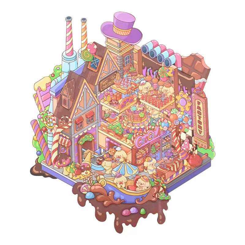 Plus Series – 3D Miniature Sticker Scenes - 2 Theme Sets: Carrot Factory | Chocolate Factory
