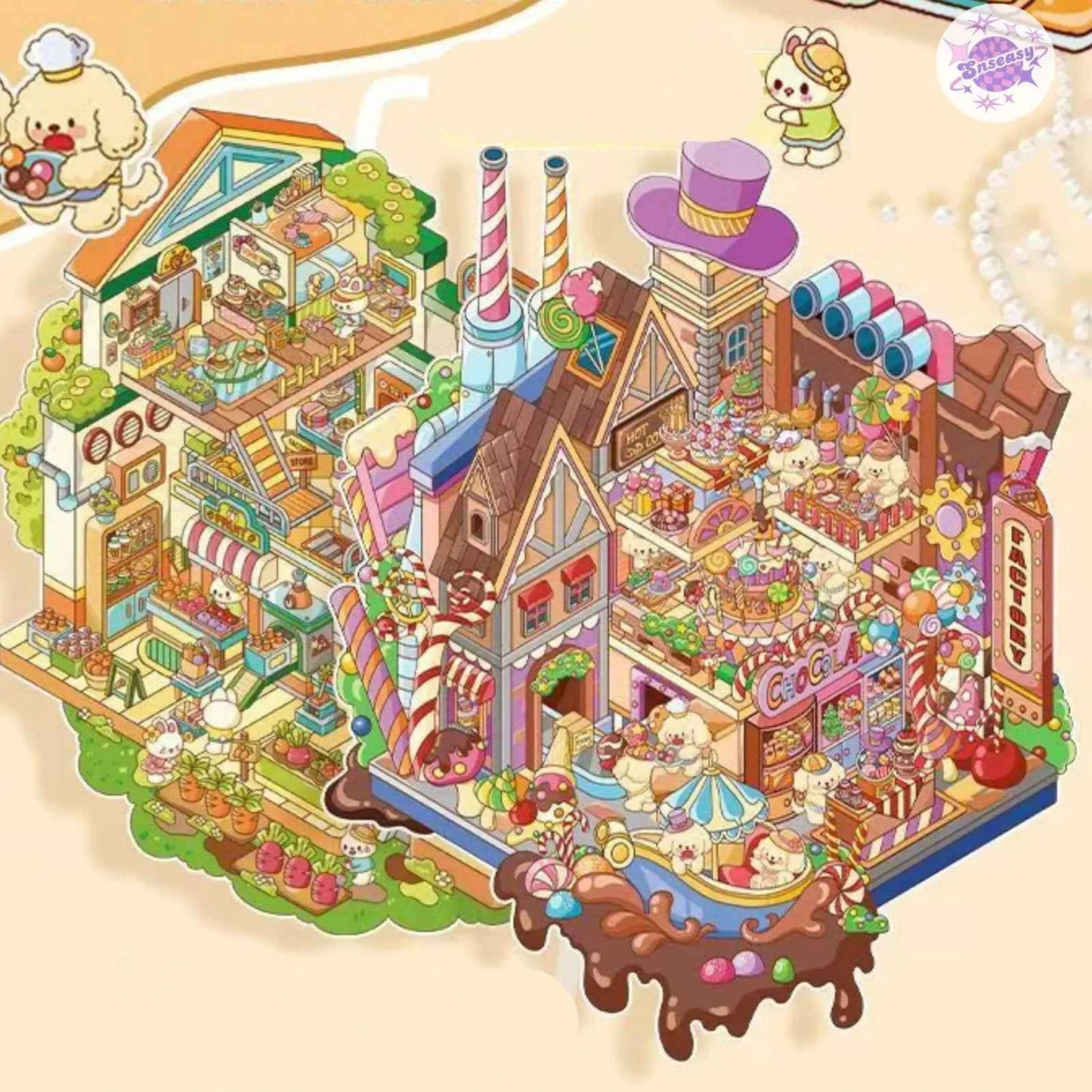 Plus Series – 3D Miniature Sticker Scenes - 2 Theme Sets: Carrot Factory | Chocolate Factory