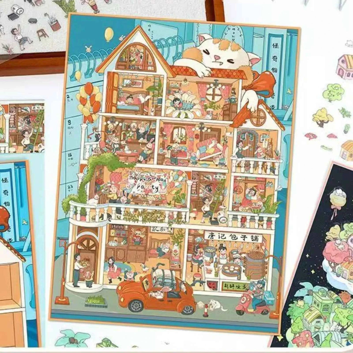 Plus Cute Tenants – 3D Miniature Sticker Scenes - 2 Theme Sets: Eleven Families | Time Magic