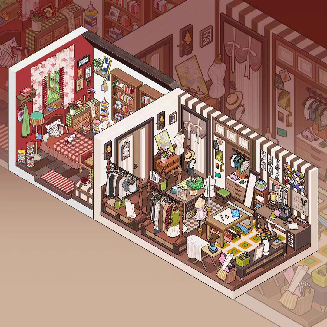 Field Town 2.0 – 3D Miniature Sticker Scenes - 3 Theme Sets: Living Room | Kitchen | Bathroom
