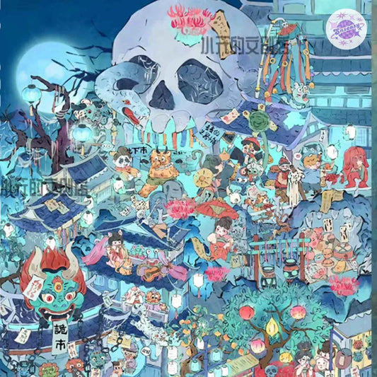 Plus Character Series – 3D Miniature Sticker Scenes - 8 Theme Sets: Skeleton Street | Ancient Style Street | Underwater Concert | Water Park