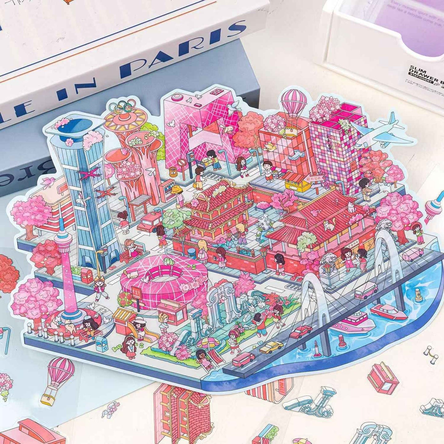 Urban Journey – 3D Miniature Sticker Scenes - 4 Theme Sets: Magic Shanghai | Diverse Beijing | Dreamy Jiangnan | Poetic Hangzhou