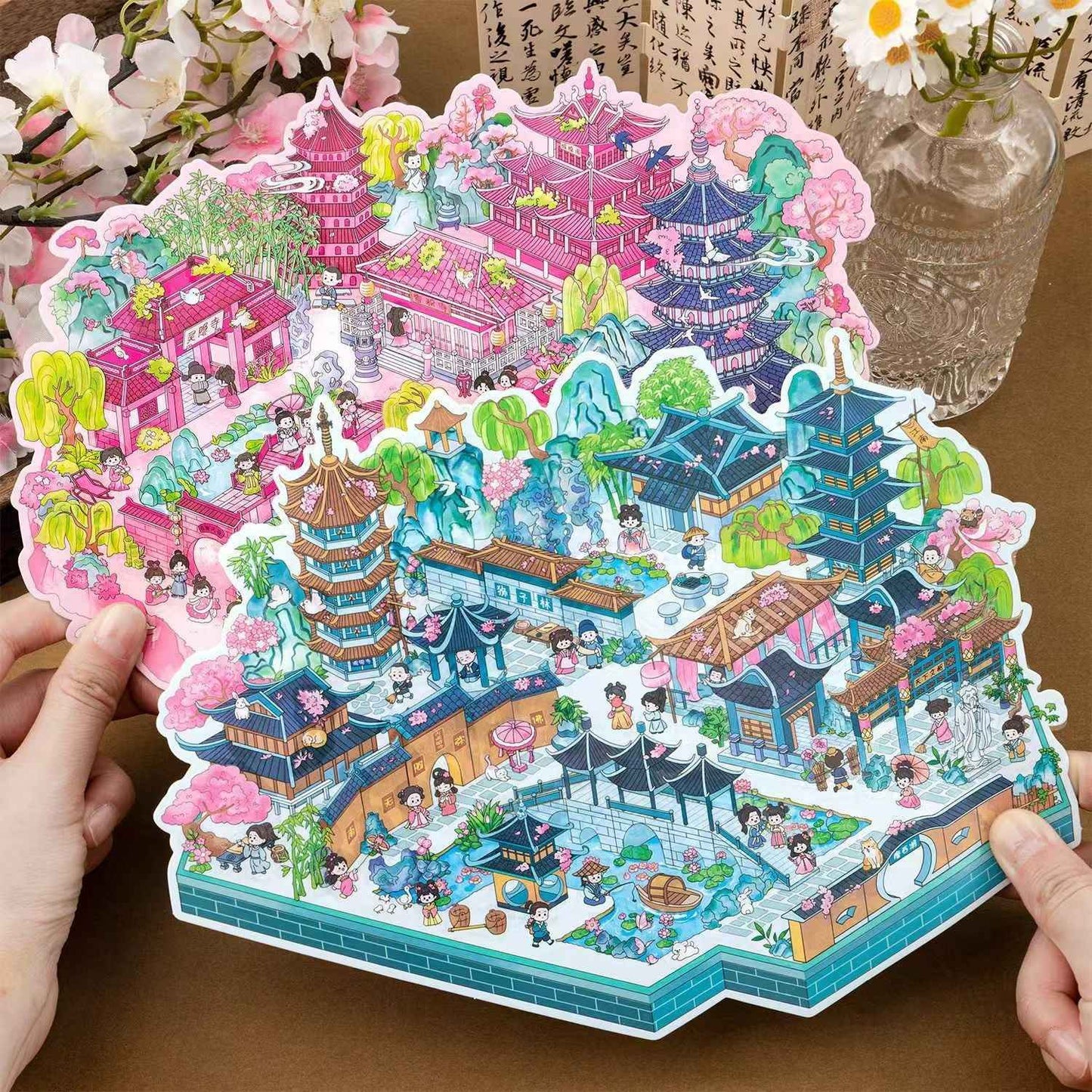 Urban Journey – 3D Miniature Sticker Scenes - 4 Theme Sets: Magic Shanghai | Diverse Beijing | Dreamy Jiangnan | Poetic Hangzhou