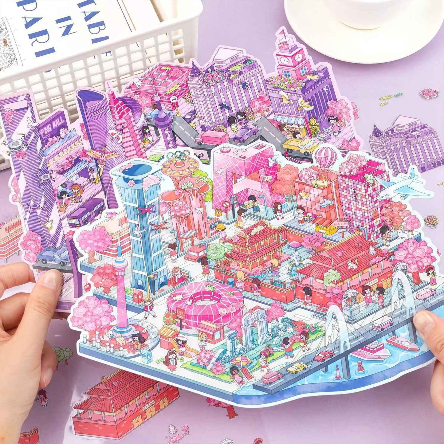 Urban Journey – 3D Miniature Sticker Scenes - 4 Theme Sets: Magic Shanghai | Diverse Beijing | Dreamy Jiangnan | Poetic Hangzhou