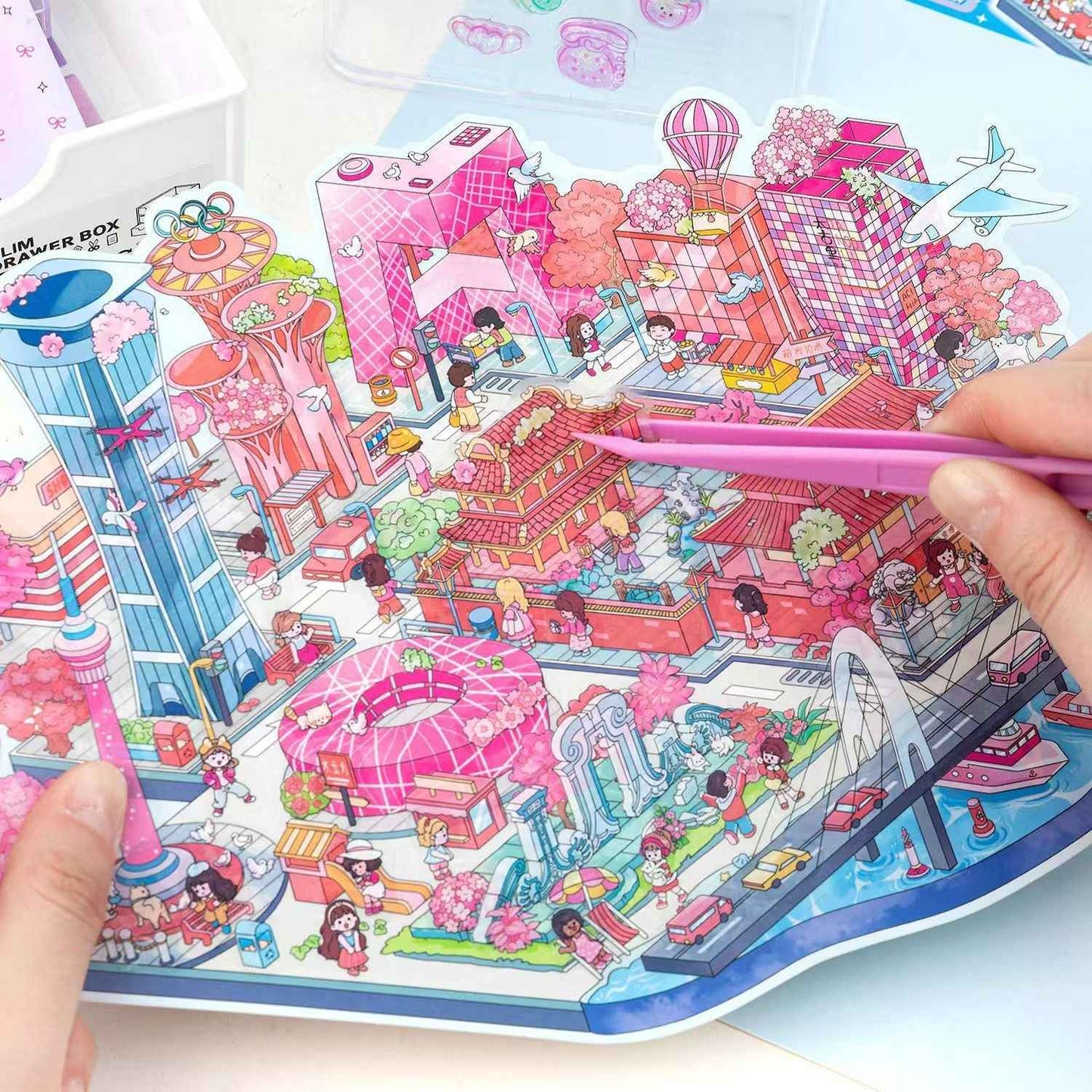 Urban Journey – 3D Miniature Sticker Scenes - 4 Theme Sets: Magic Shanghai | Diverse Beijing | Dreamy Jiangnan | Poetic Hangzhou