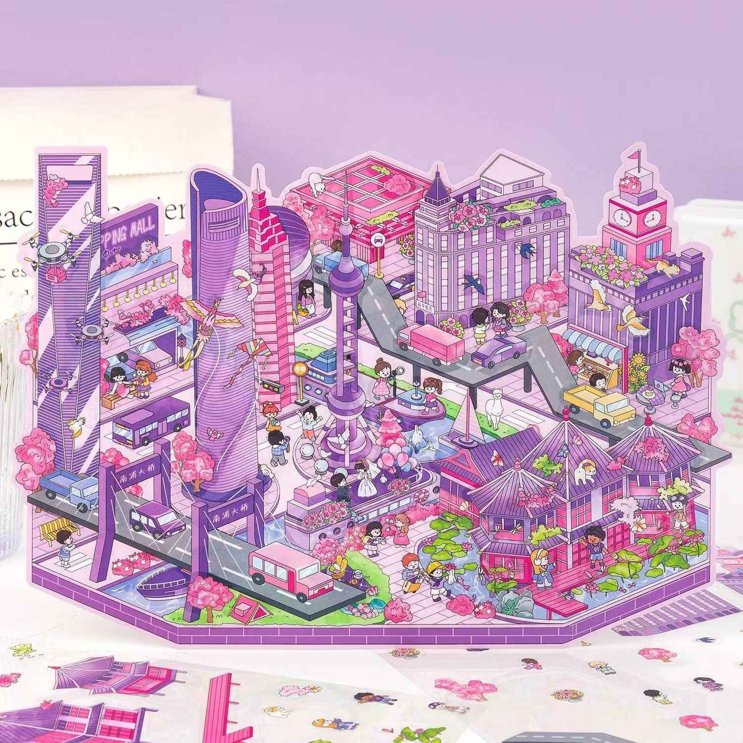 Urban Journey – 3D Miniature Sticker Scenes - 4 Theme Sets: Magic Shanghai | Diverse Beijing | Dreamy Jiangnan | Poetic Hangzhou