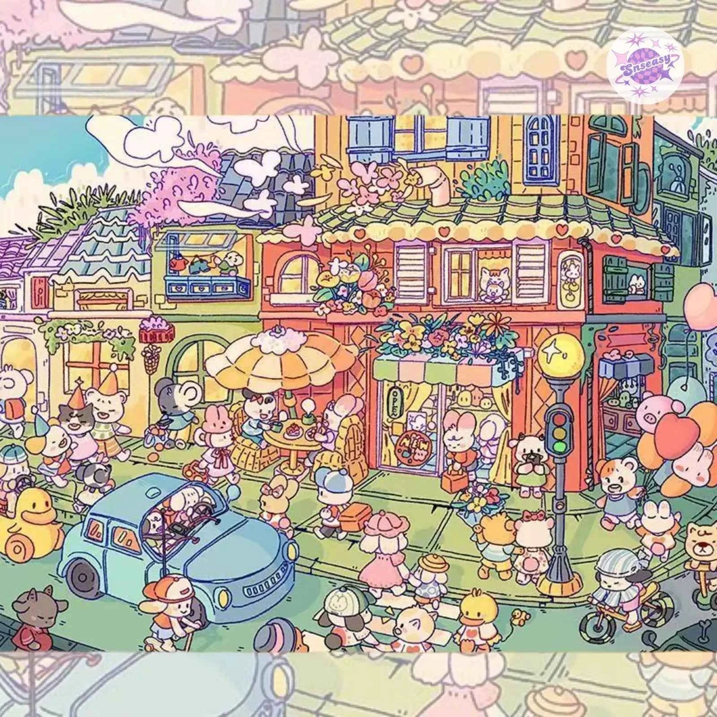 Plus Floral Series – 3D Miniature Sticker Scenes - 4 Theme Sets: Street Corner Flower Shop | Peach Blossom Villa | Prairie Farmhouse | Ancient Town