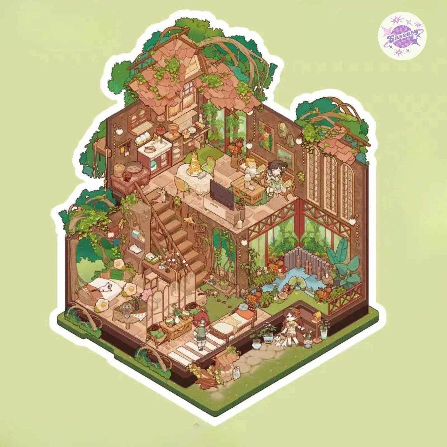 Plus My Leisure Time 2.0 – 3D Miniature Sticker Scenes - 4 Theme Sets: Ocean World | Pet Home | Nature Hiking | Steampunk