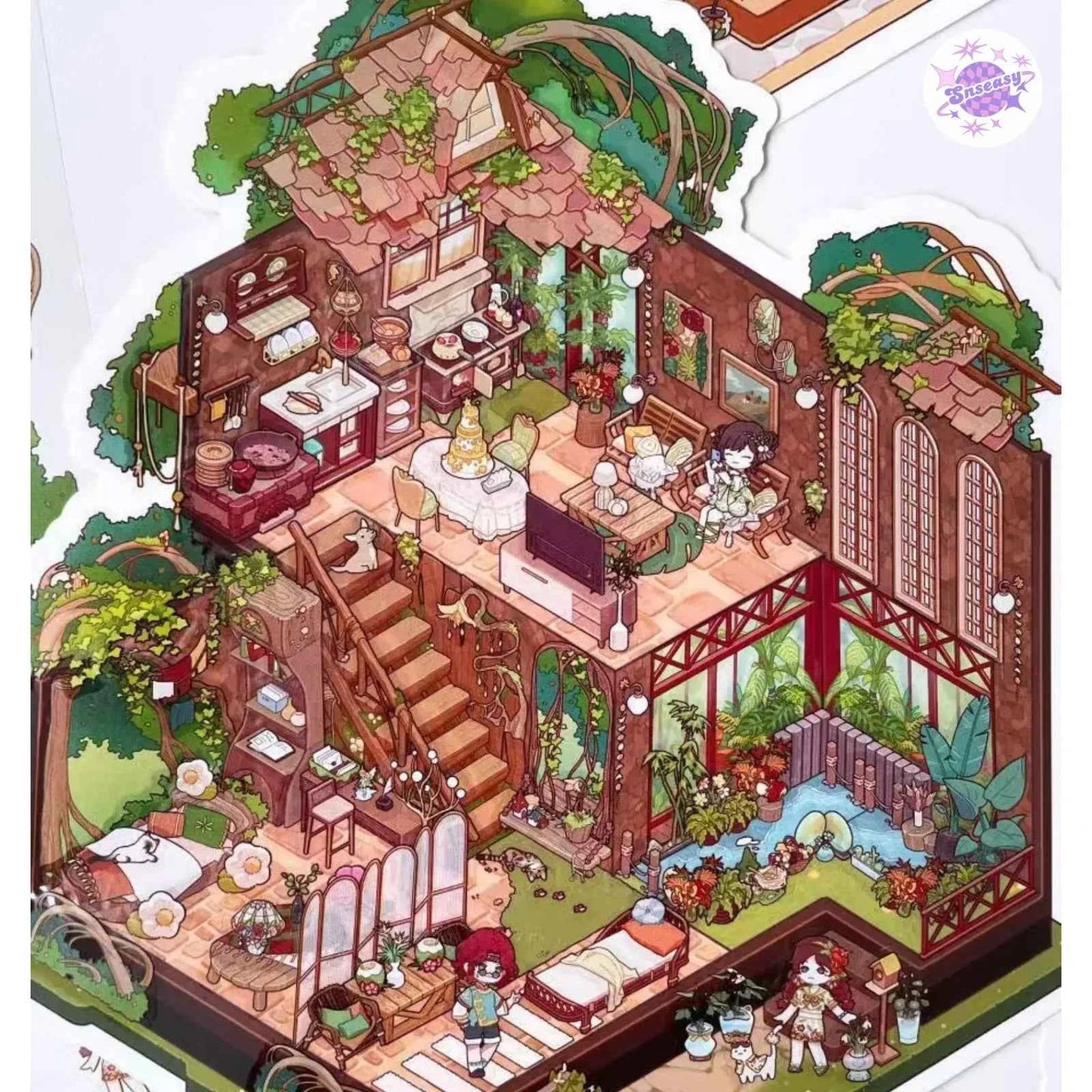 Plus My Leisure Time 2.0 – 3D Miniature Sticker Scenes - 4 Theme Sets: Ocean World | Pet Home | Nature Hiking | Steampunk