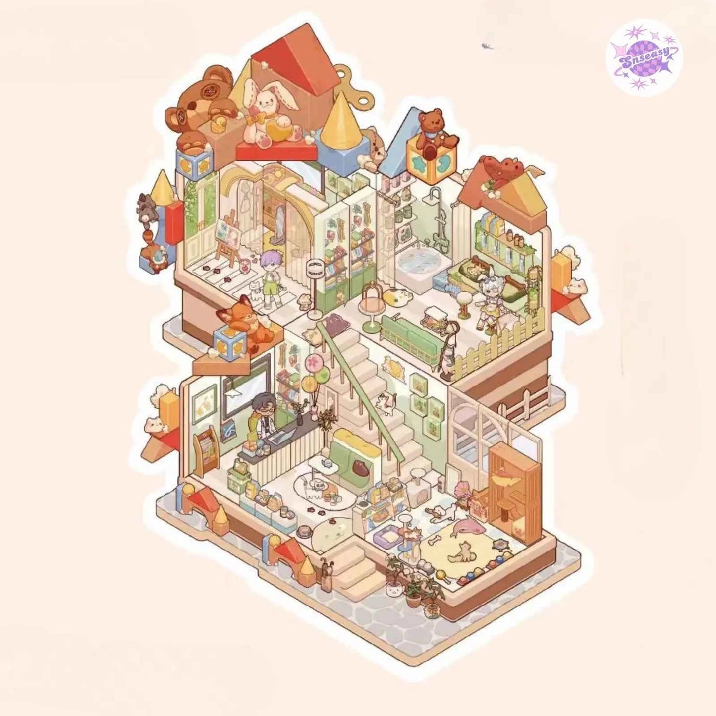Plus My Leisure Time 2.0 – 3D Miniature Sticker Scenes - 4 Theme Sets: Ocean World | Pet Home | Nature Hiking | Steampunk
