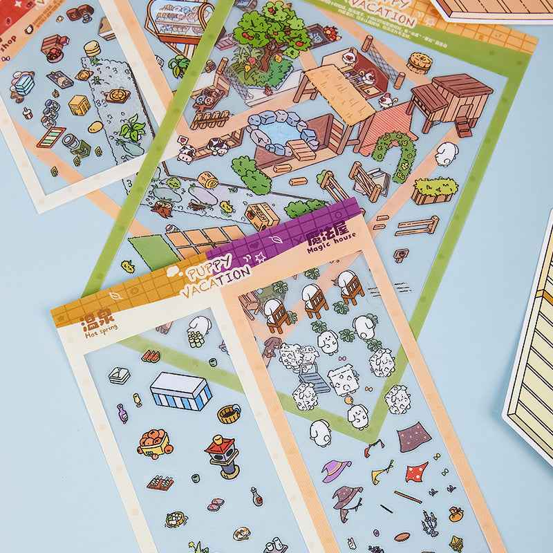 Puppy Vacation 3D Sticker Scenes - 10 Theme Sets 1.0 + 2.0