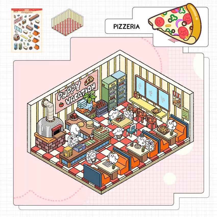 Puppy Vacation 3D Sticker Scenes - 10 Theme Sets 1.0 + 2.0