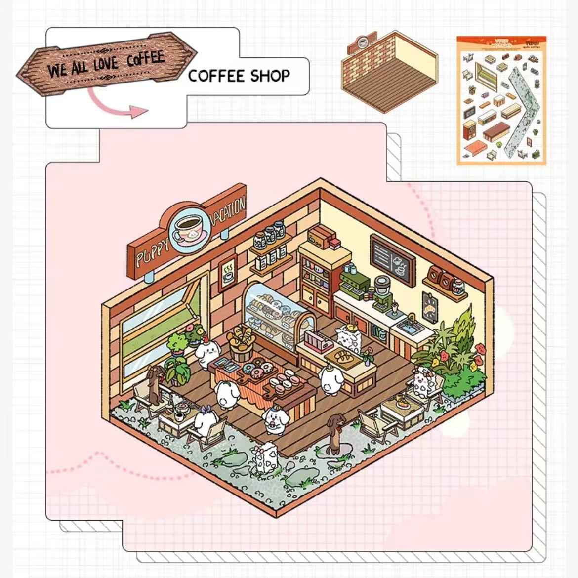 Puppy Vacation 3D Sticker Scenes - 10 Theme Sets 1.0 + 2.0
