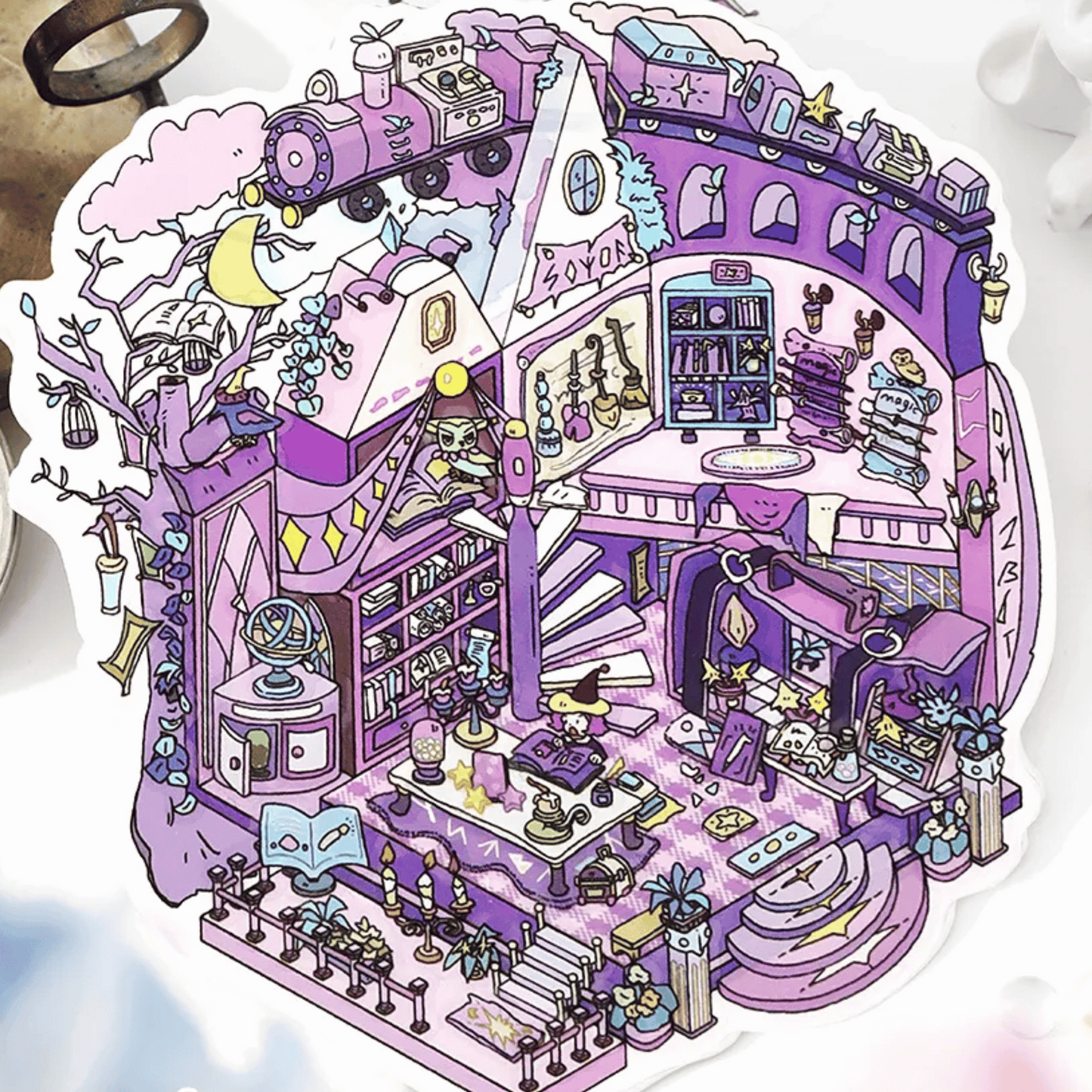 Fairy Tale Cottage – 3D Miniature Scene Stickers – 4 Theme Sets: Magic Cottage | Cinderella’s Home | Beauty and the Beast Castle | Pea Princess’s Cottage