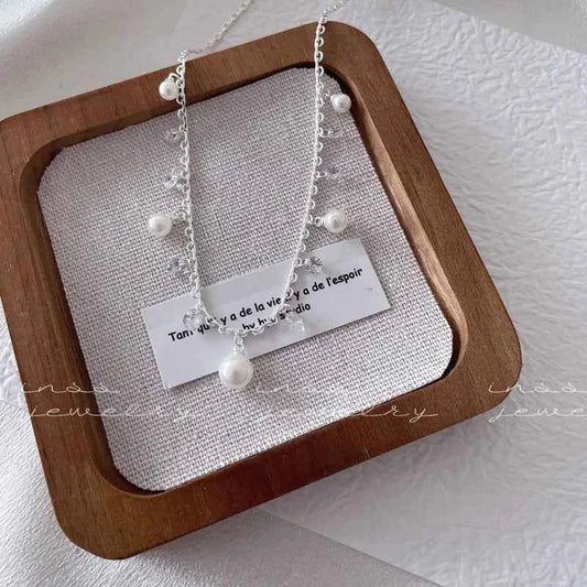 "Princess Elegance" Layered Crystal & Pearl Necklace - Sweet, Elegant, and French-Inspired