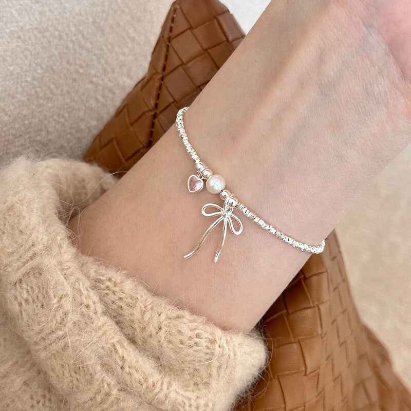 "Ballet Heart Moment" 925 Sterling Silver Necklace & Bracelet Set - Delicate, Elegant, and Unique
