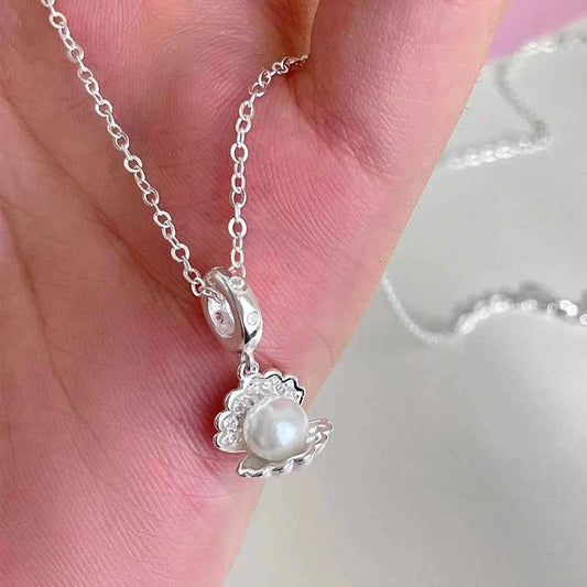 "Canghai Pearl" 925 Sterling Silver Shell Necklace - Elegant, Delicate, and Timeless