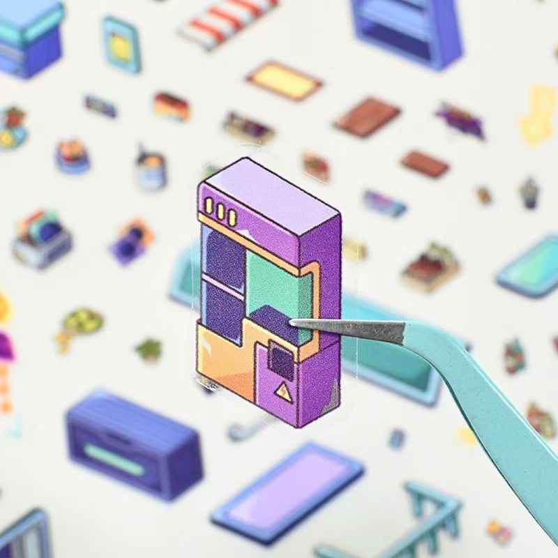 Plus Halloween Hotel & Neon Punk – 3D Miniature Sticker Scenes - 2 Theme Sets: Halloween Hotel | Neon Punk