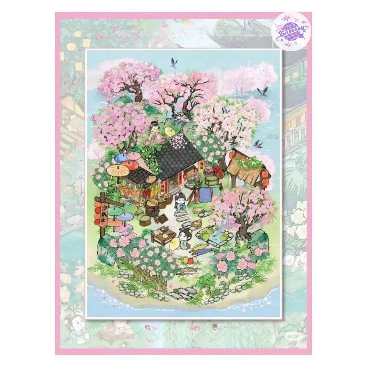 My Ancient Style House 4.0 – 3D Miniature Sticker Scenes - 4 Theme Sets: Farmhouse Courtyard | Peach Tree Courtyard | Waterfront Courtyard | Lotus Pond Courtyard