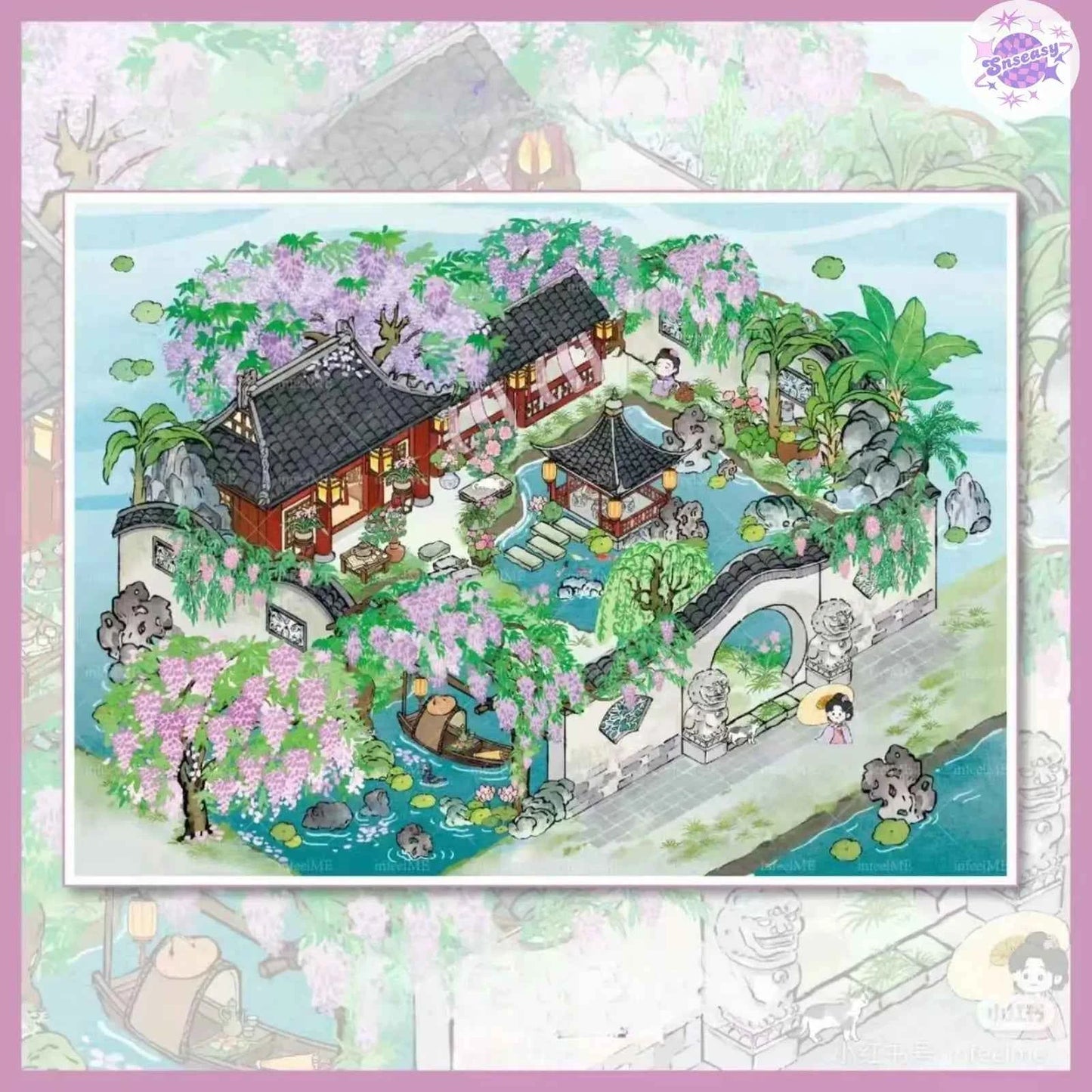 My Ancient Style House 4.0 – 3D Miniature Sticker Scenes - 4 Theme Sets: Farmhouse Courtyard | Peach Tree Courtyard | Waterfront Courtyard | Lotus Pond Courtyard