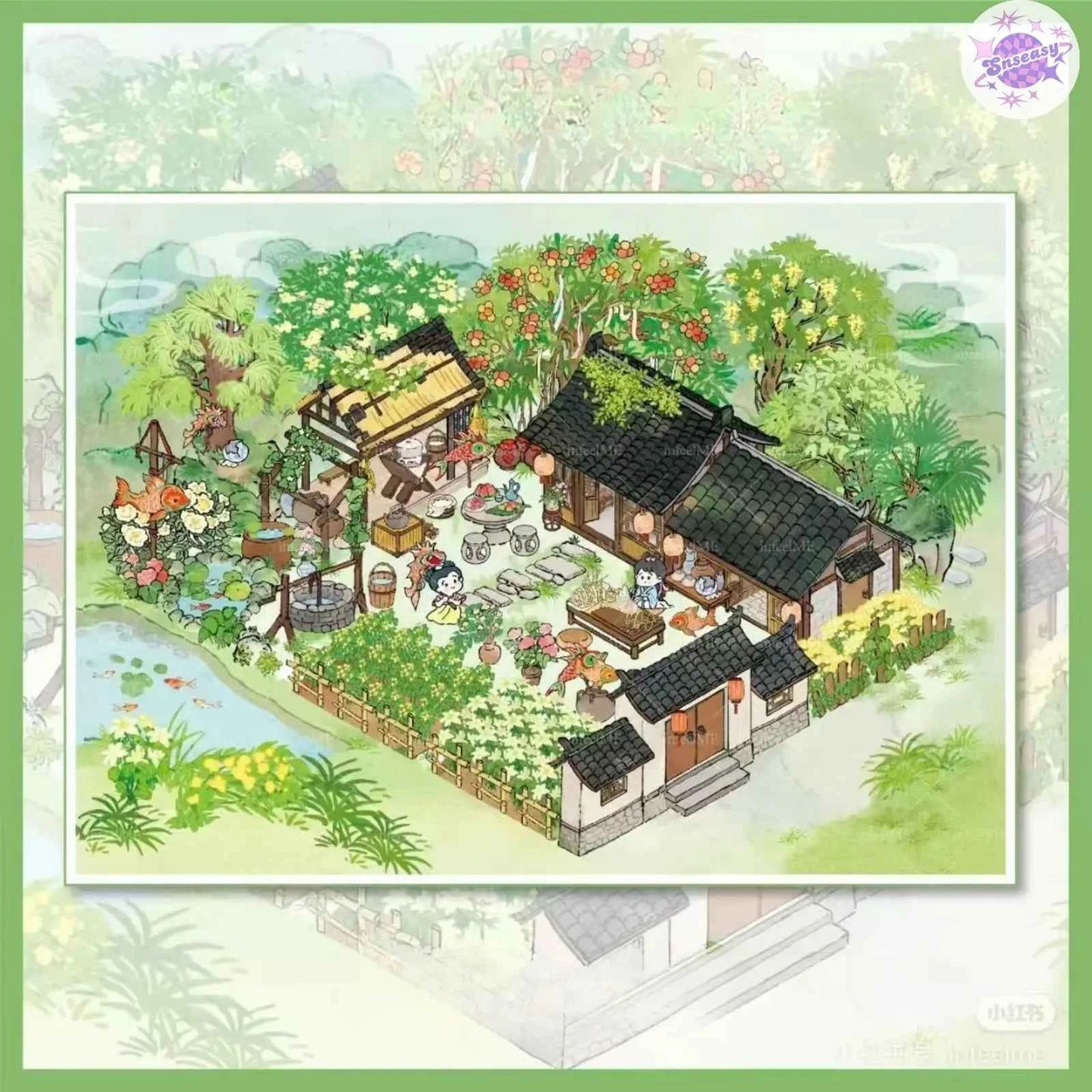 My Ancient Style House 4.0 – 3D Miniature Sticker Scenes - 4 Theme Sets: Farmhouse Courtyard | Peach Tree Courtyard | Waterfront Courtyard | Lotus Pond Courtyard