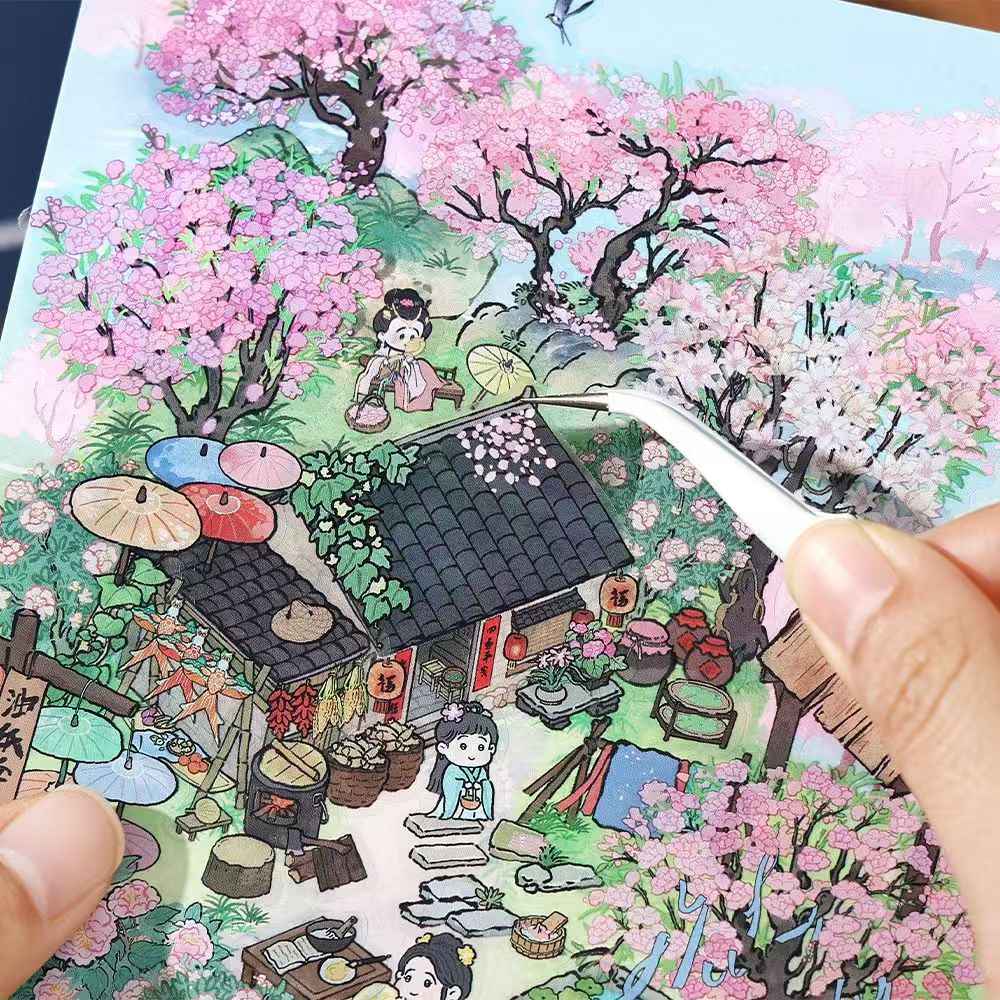 My Ancient Style House 4.0 – 3D Miniature Sticker Scenes - 4 Theme Sets: Farmhouse Courtyard | Peach Tree Courtyard | Waterfront Courtyard | Lotus Pond Courtyard