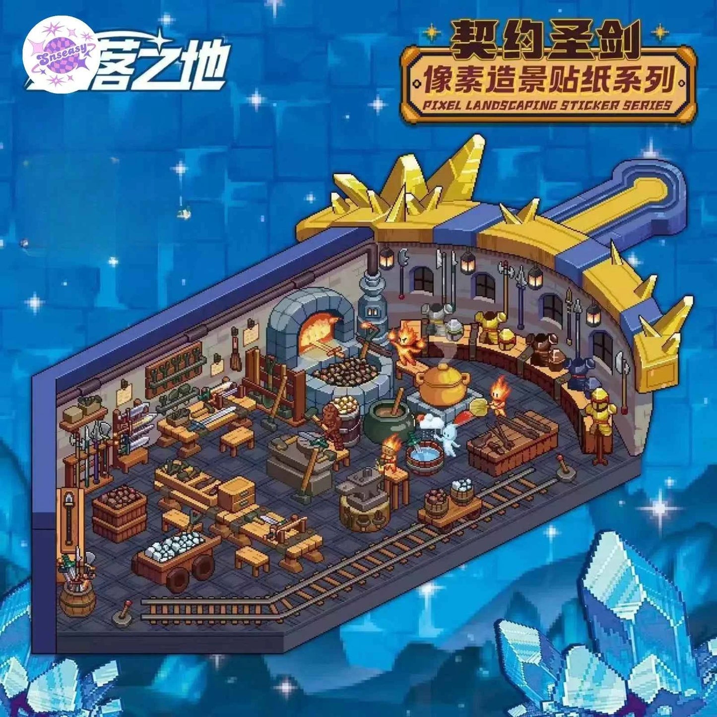 Original Pixel Style 3.0 – 3D Miniature Sticker Scenes - 4 Theme Sets: Ten Thousand Demons Pot | Floating Café | Star Chaser | Covenant Swordsman