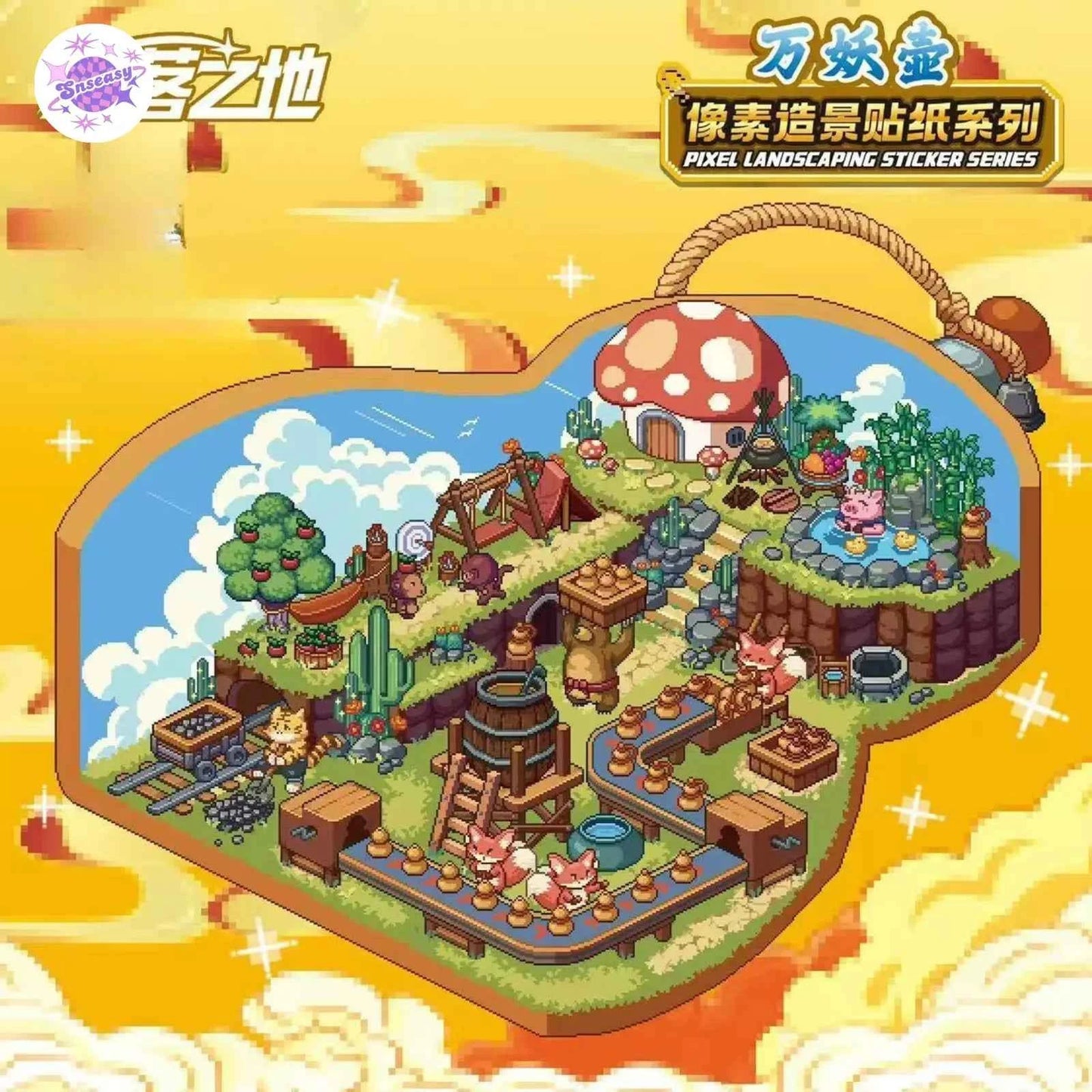 Original Pixel Style 3.0 – 3D Miniature Sticker Scenes - 4 Theme Sets: Ten Thousand Demons Pot | Floating Café | Star Chaser | Covenant Swordsman
