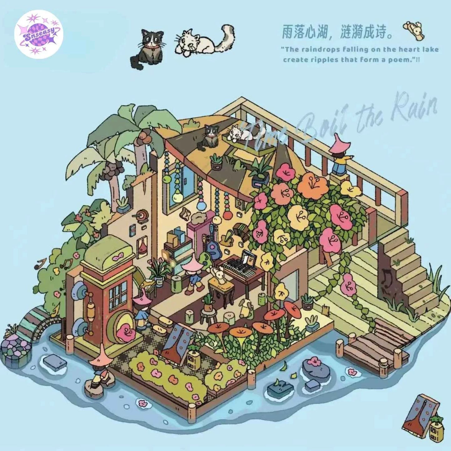 Beautiful Spring 7.0 – 3D Miniature Sticker Scenes - 4 Theme Sets: Black Pink Room | Light Pink Room | Rainforest Room | European Room