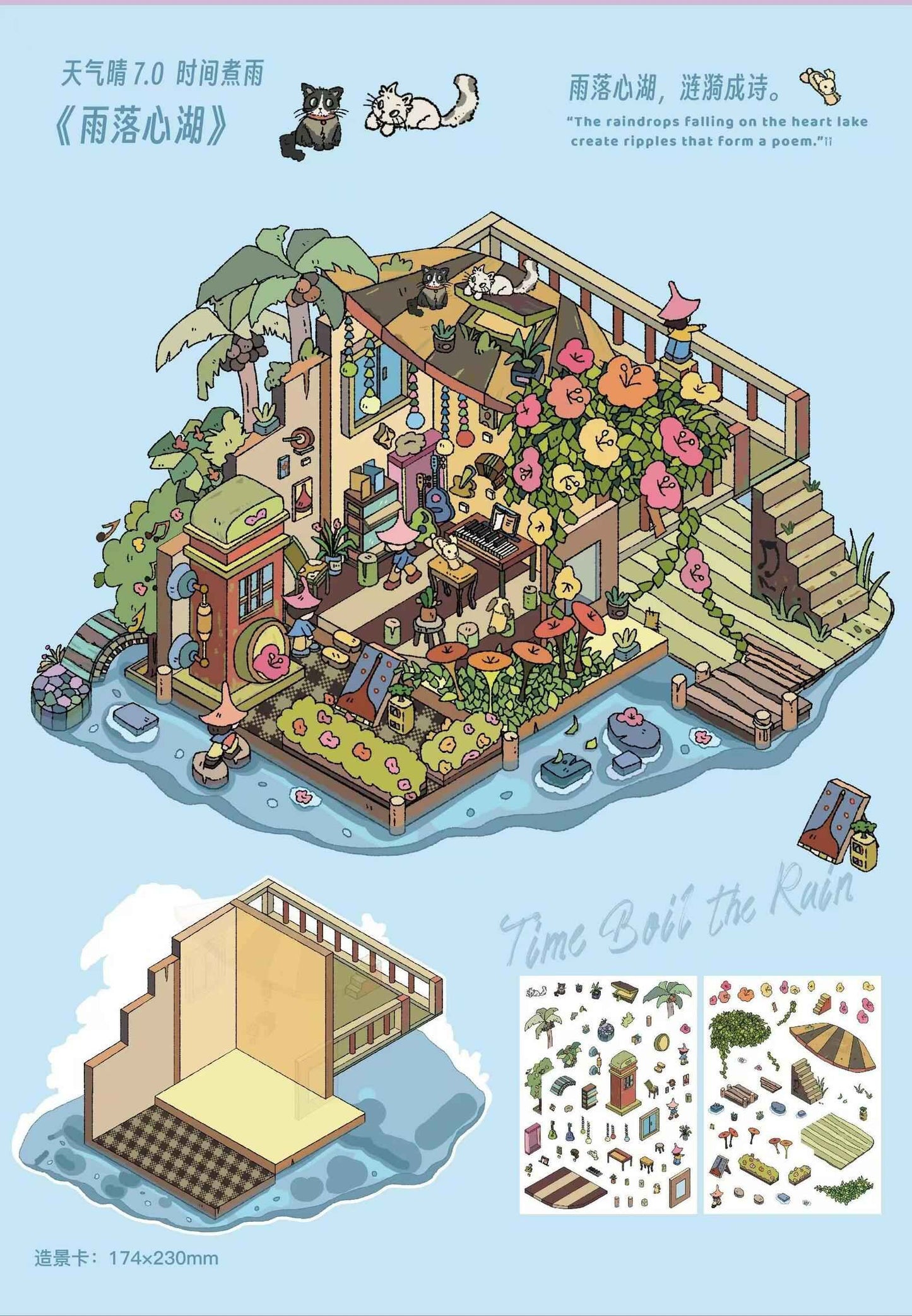 Beautiful Spring 7.0 – 3D Miniature Sticker Scenes - 4 Theme Sets: Black Pink Room | Light Pink Room | Rainforest Room | European Room