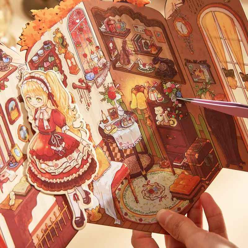 Plus Sweet Dream Dollhouse – Foldable 3D Miniature Sticker Scenes - 2 Theme Sets: Rose Manor | Green Vineyard Courtyard