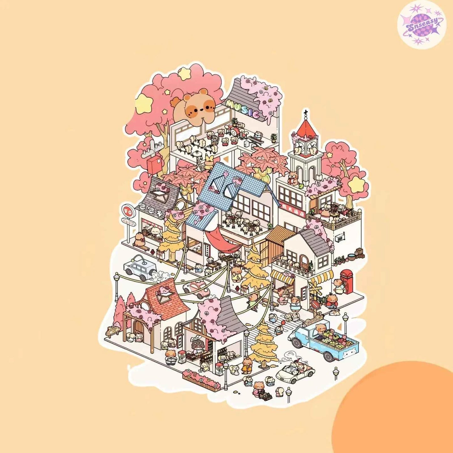 Plus Millennium Series – 3D Miniature Sticker Scenes - 6 Theme Sets: Millennium Era | Western Town | Miracle Commercial Street | Ge Ge Wedding | Ge Ge Garden Party | Forest Camping