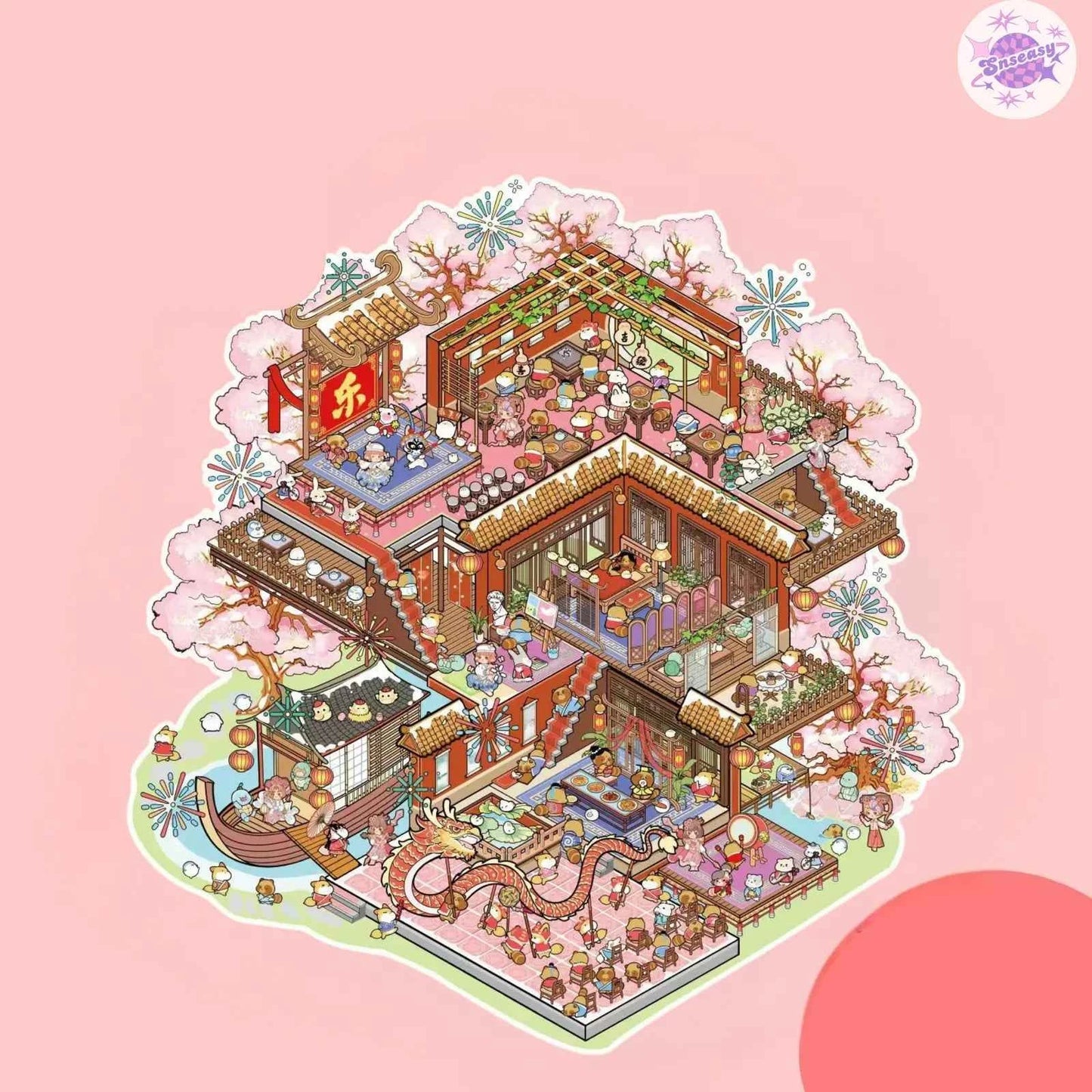 Plus Millennium Series – 3D Miniature Sticker Scenes - 6 Theme Sets: Millennium Era | Western Town | Miracle Commercial Street | Ge Ge Wedding | Ge Ge Garden Party | Forest Camping