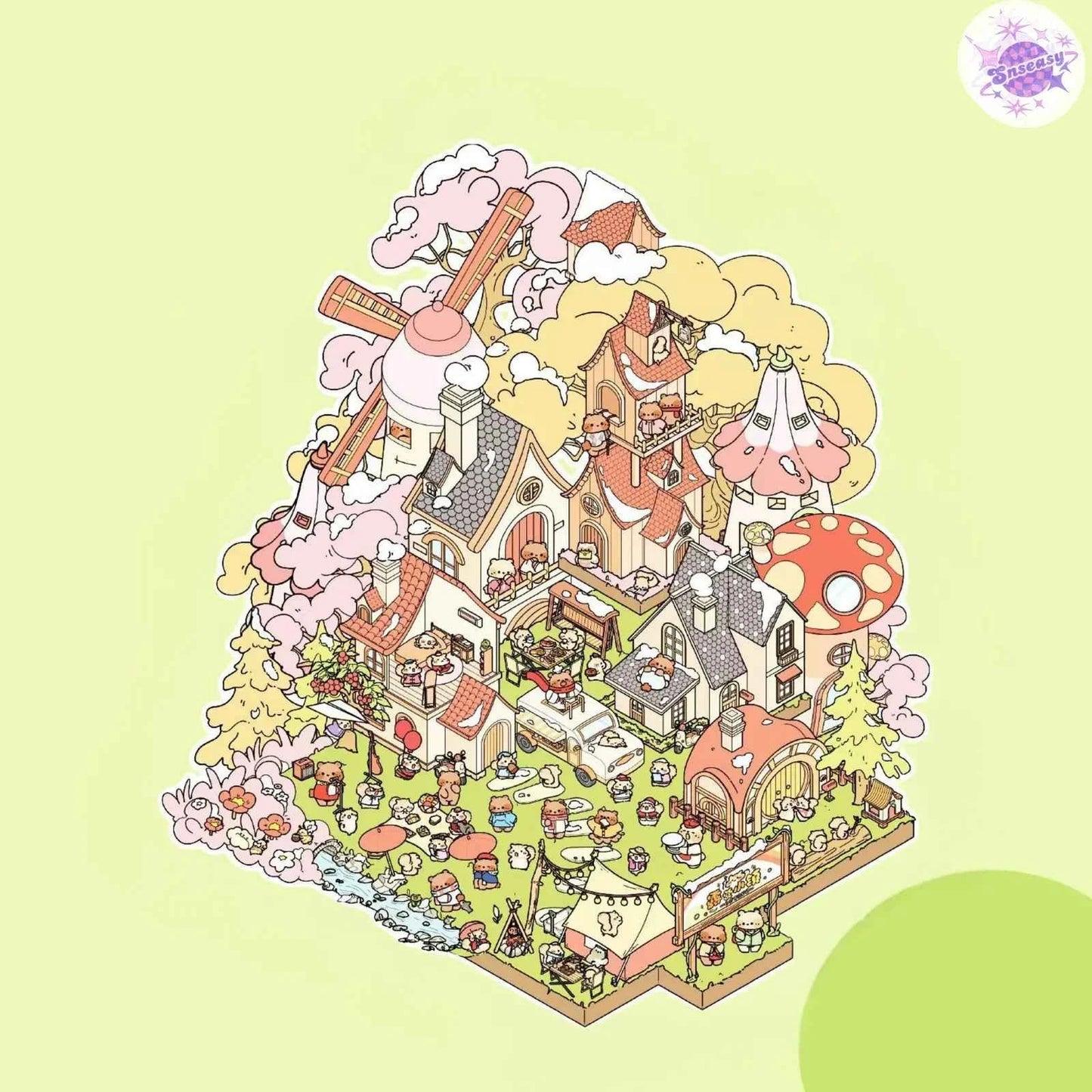 Plus Millennium Series – 3D Miniature Sticker Scenes - 6 Theme Sets: Millennium Era | Western Town | Miracle Commercial Street | Ge Ge Wedding | Ge Ge Garden Party | Forest Camping