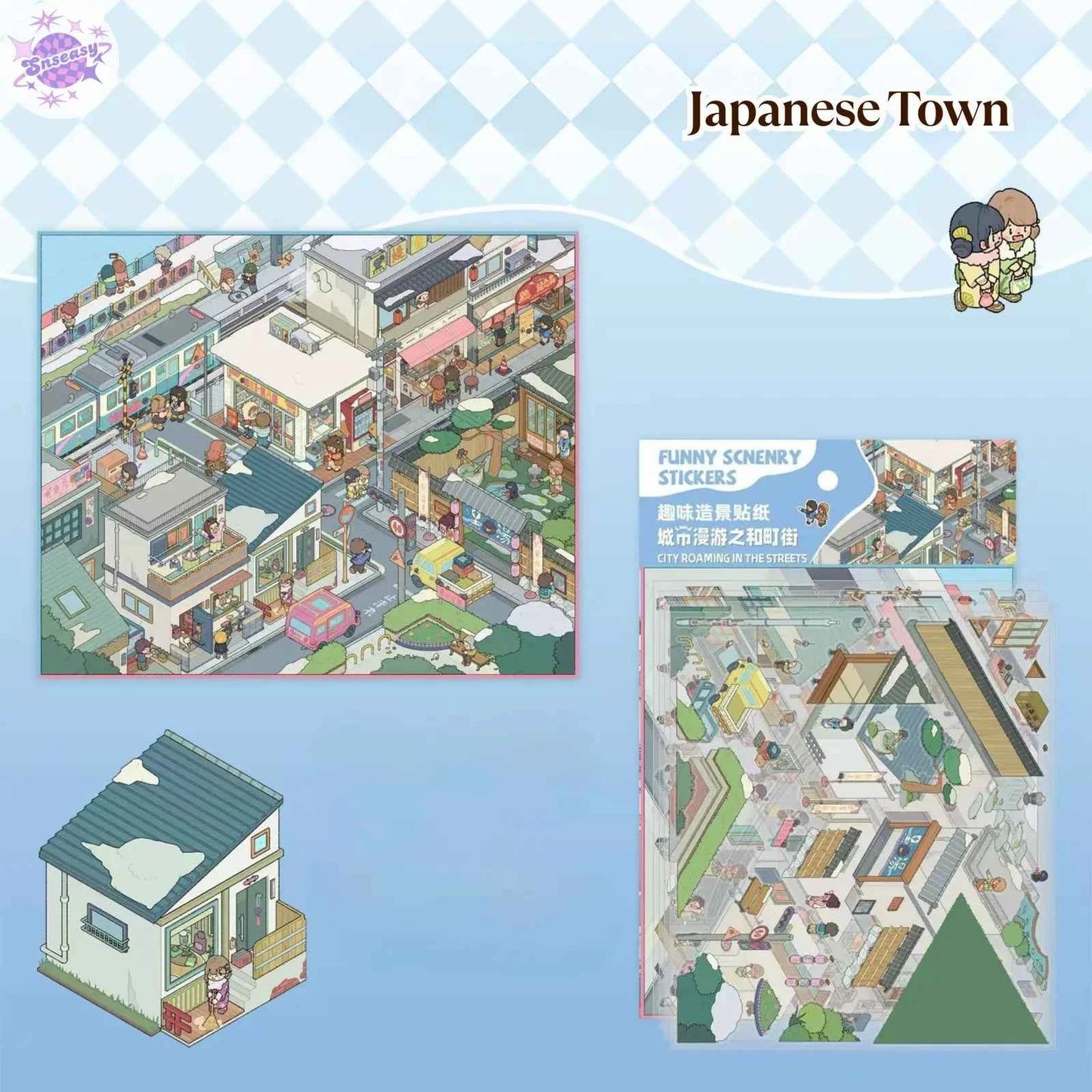Courtyard Life – 3D Miniature Sticker Scenes - 6 Theme Sets: Snake Blessing | Cliffside Shelter | Japanese Town | Mediterranean Summer | Time Drawer | Courtyard Life