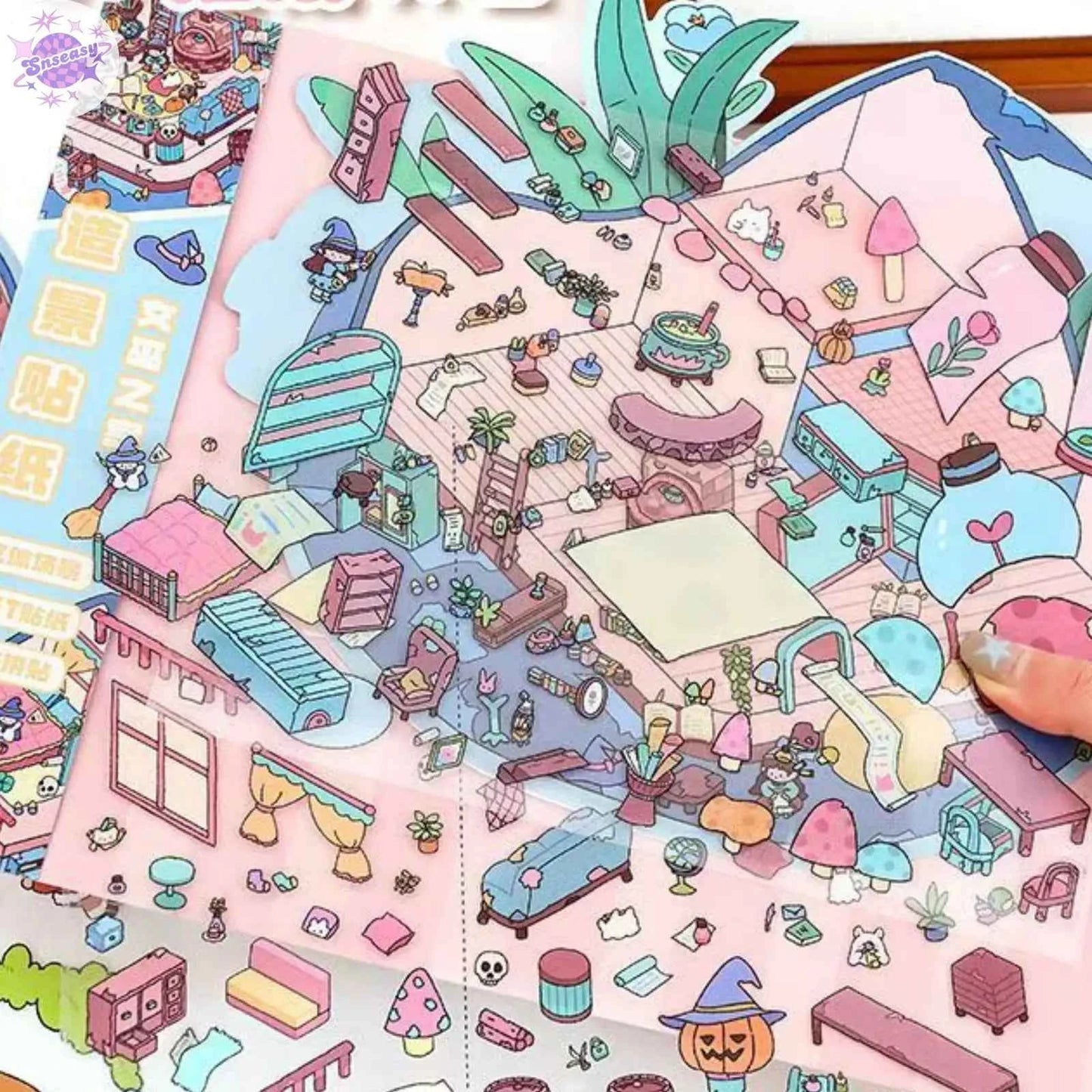 Plus Burger King & Witch House – 3D Miniature Sticker Scenes - 2 Theme Sets: Burger King | Witch House