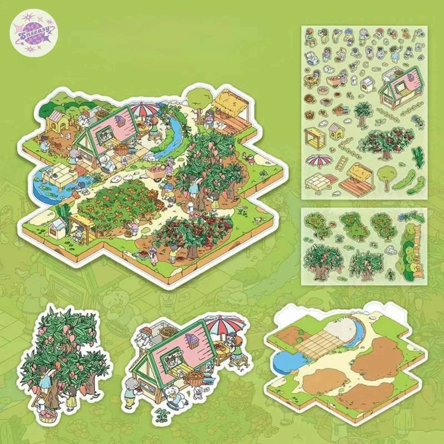 Plus Granny's Countryside – 3D Miniature Sticker Scenes - 3 Theme Sets: Granny's Home | Granny's Orchard | My Farm
