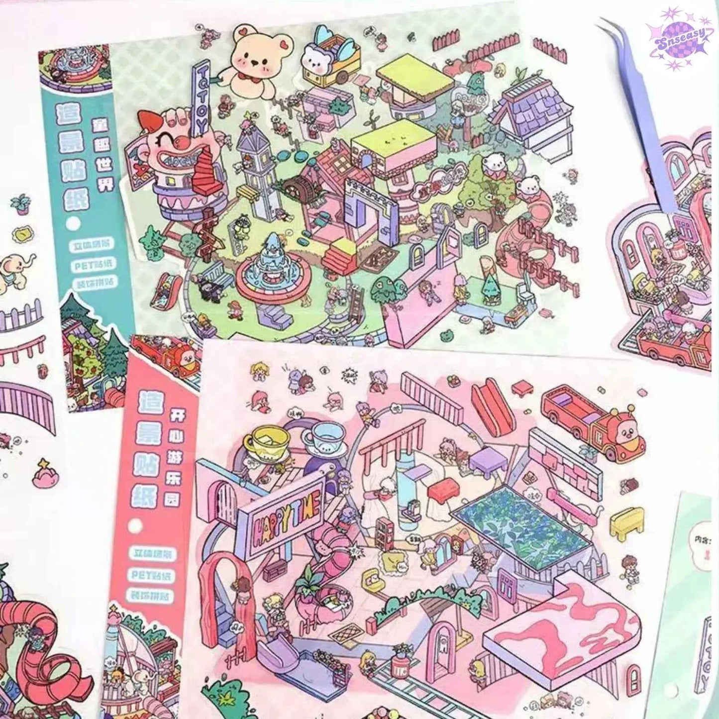 Plus Childlike World – 3D Miniature Sticker Scenes - 2 Theme Sets: Childlike World | Happy Land