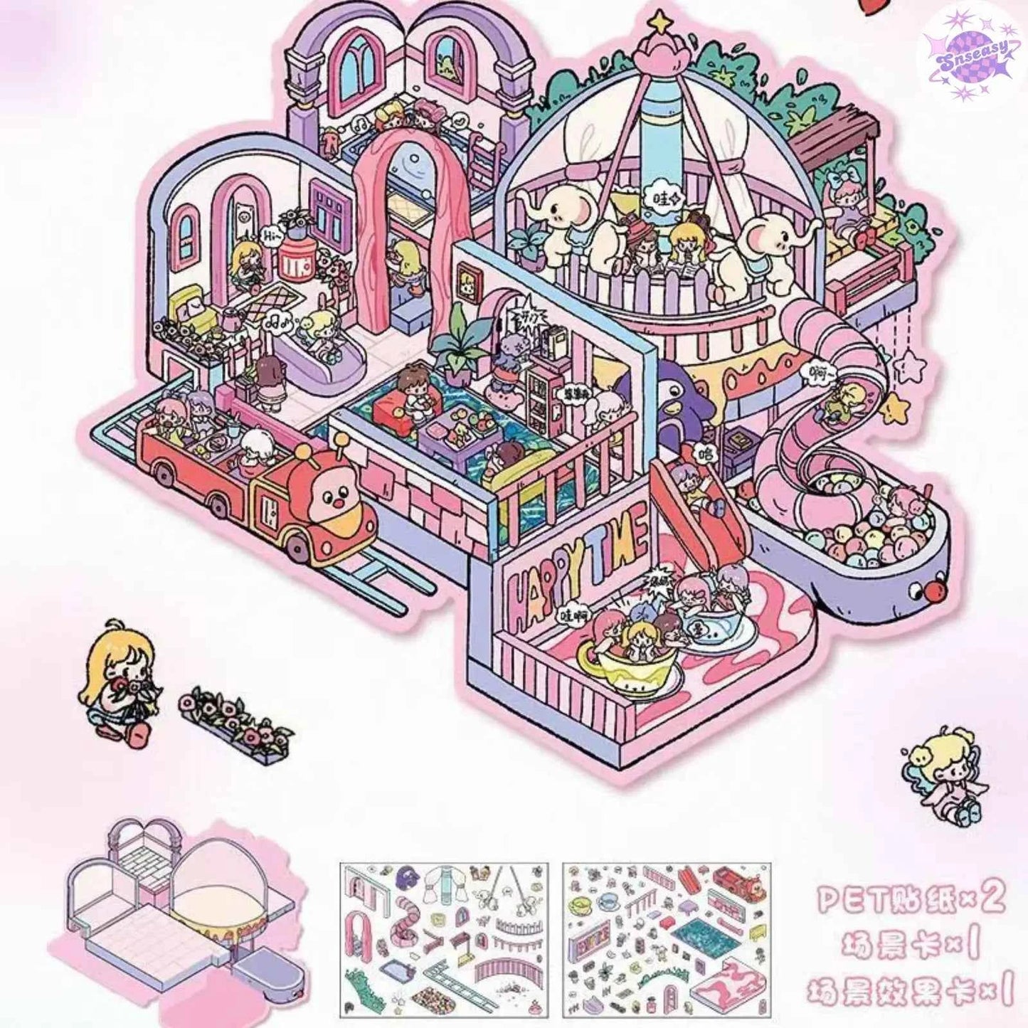 Plus Childlike World – 3D Miniature Sticker Scenes - 2 Theme Sets: Childlike World | Happy Land