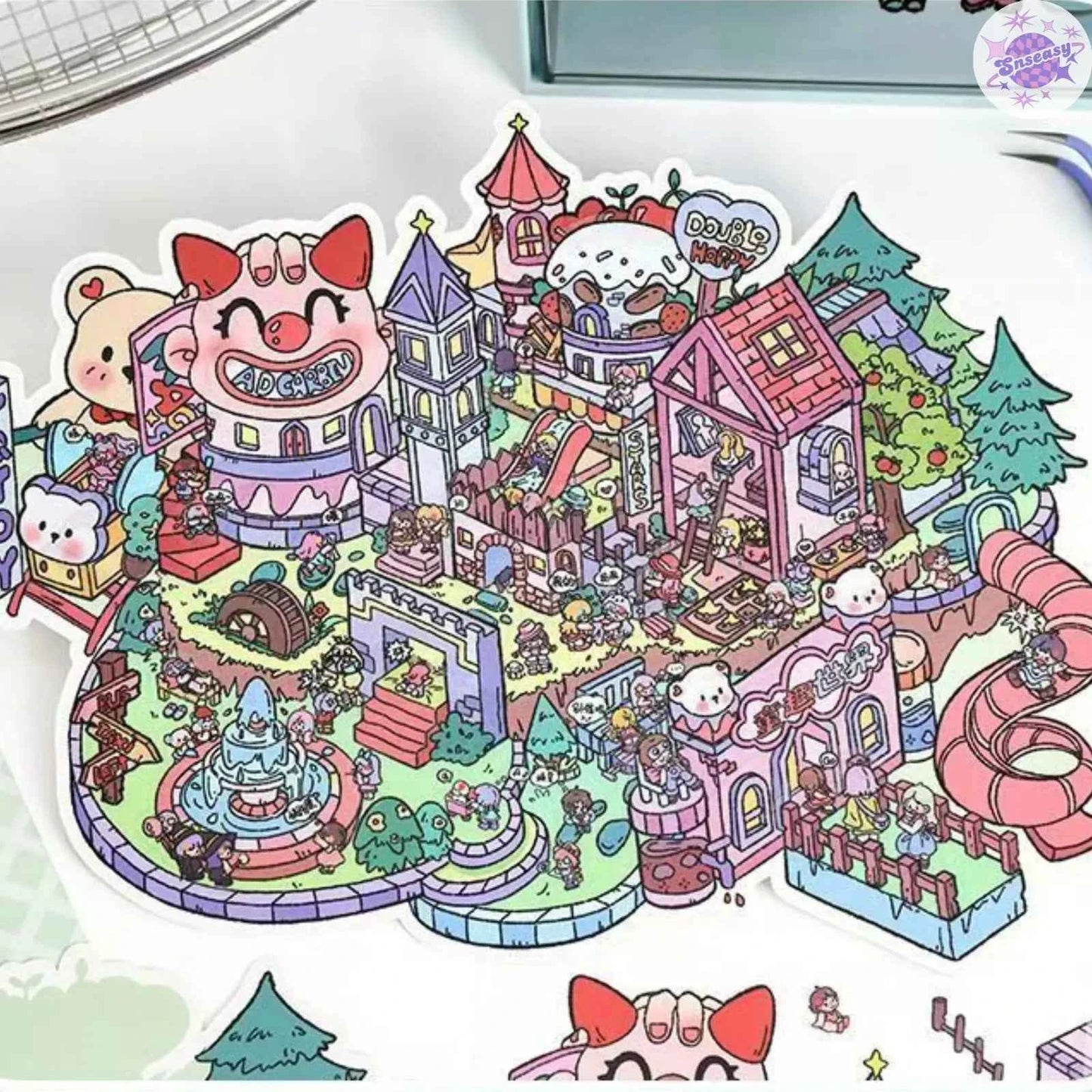 Plus Childlike World – 3D Miniature Sticker Scenes - 2 Theme Sets: Childlike World | Happy Land