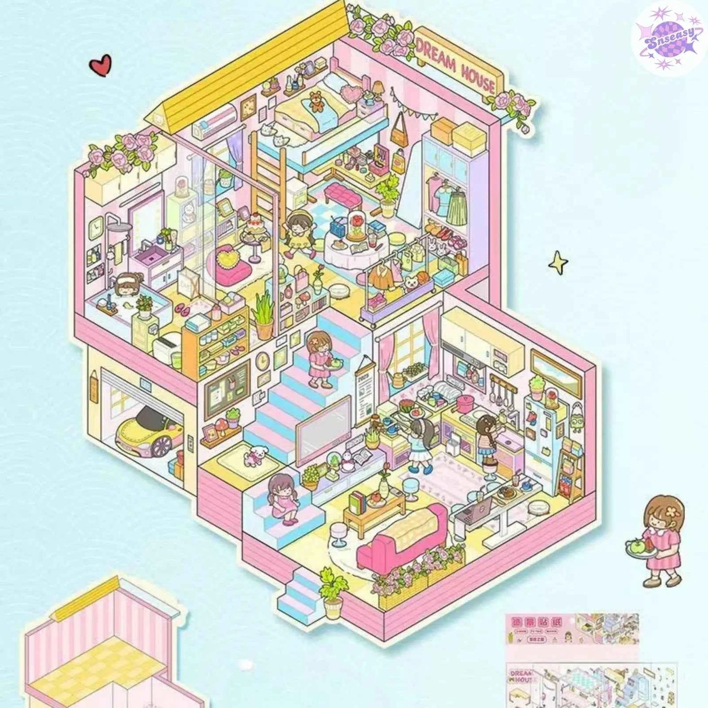 Plus Rabbit Courtyard – 3D Miniature Sticker Scenes - 2 Theme Sets: Rabbit Courtyard | Dream Home