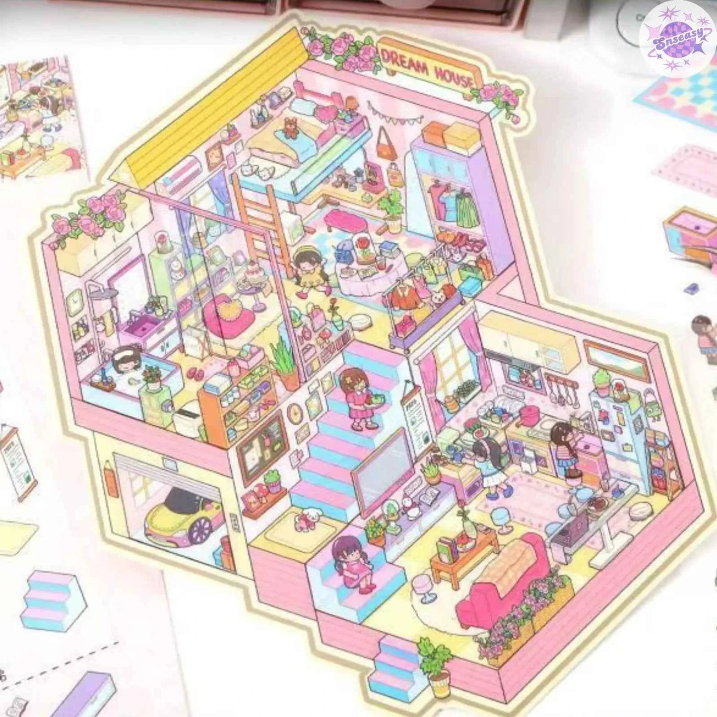 Plus Rabbit Courtyard – 3D Miniature Sticker Scenes - 2 Theme Sets: Rabbit Courtyard | Dream Home