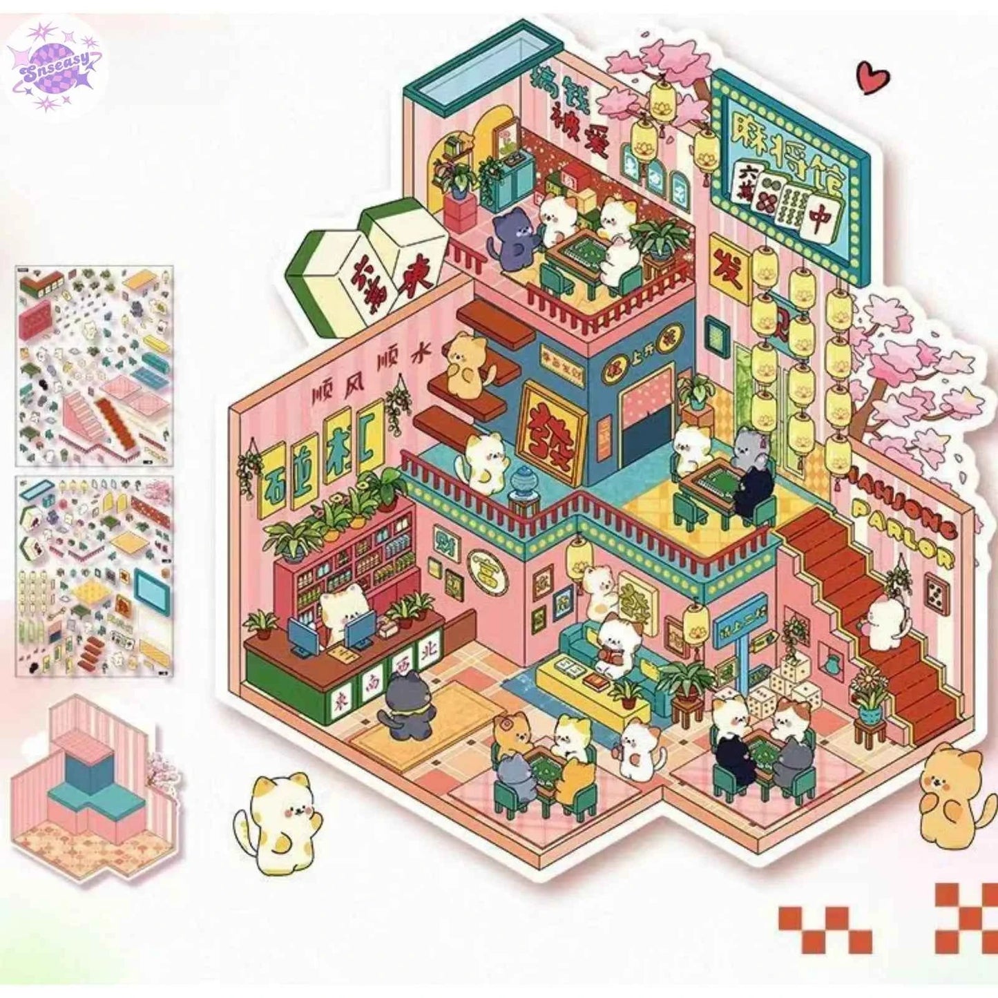 Plus Cozy Home – 3D Miniature Sticker Scenes - 2 Theme Sets: Cozy Home | Game Room