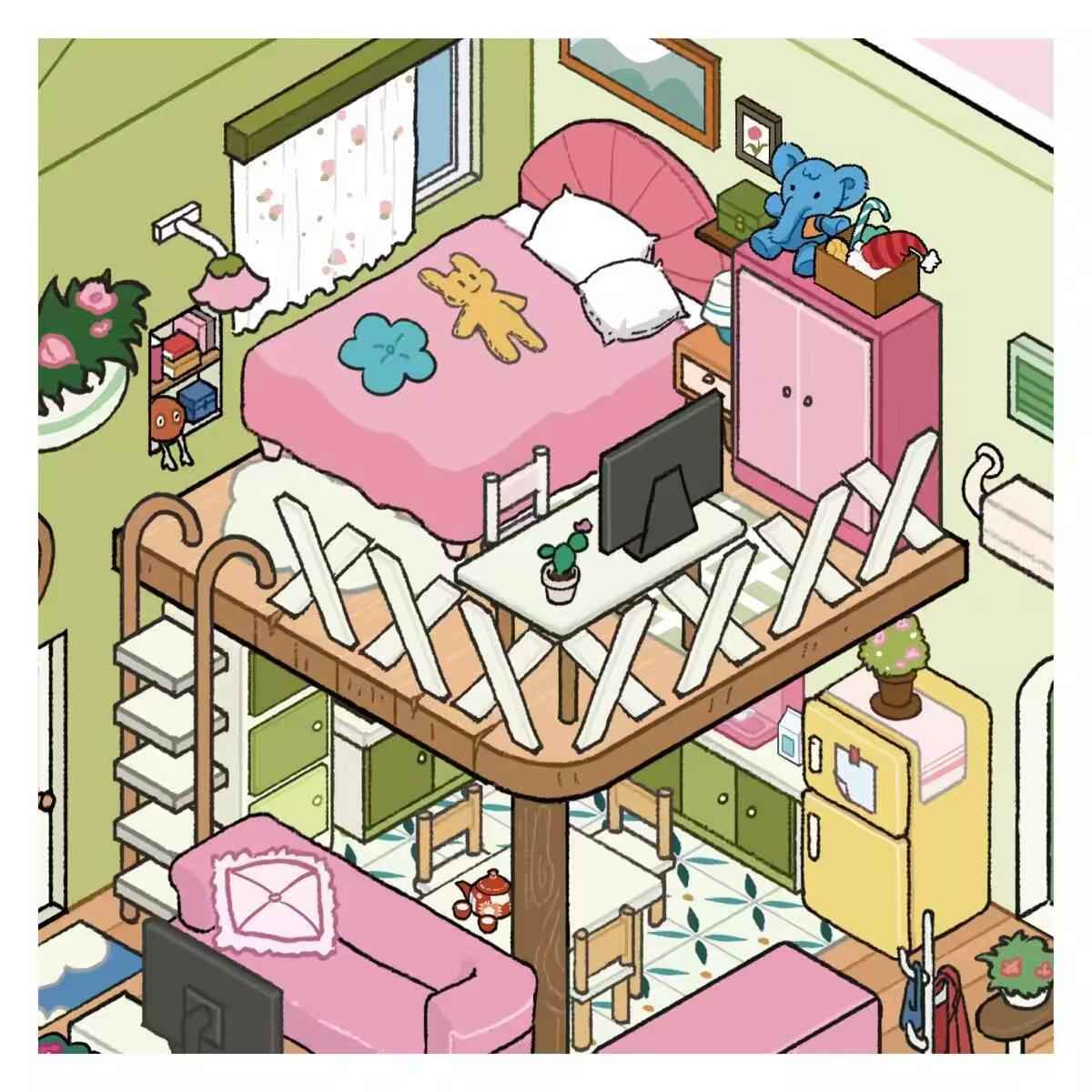 Plus Cozy Home – 3D Miniature Sticker Scenes - 2 Theme Sets: Cozy Home | Game Room