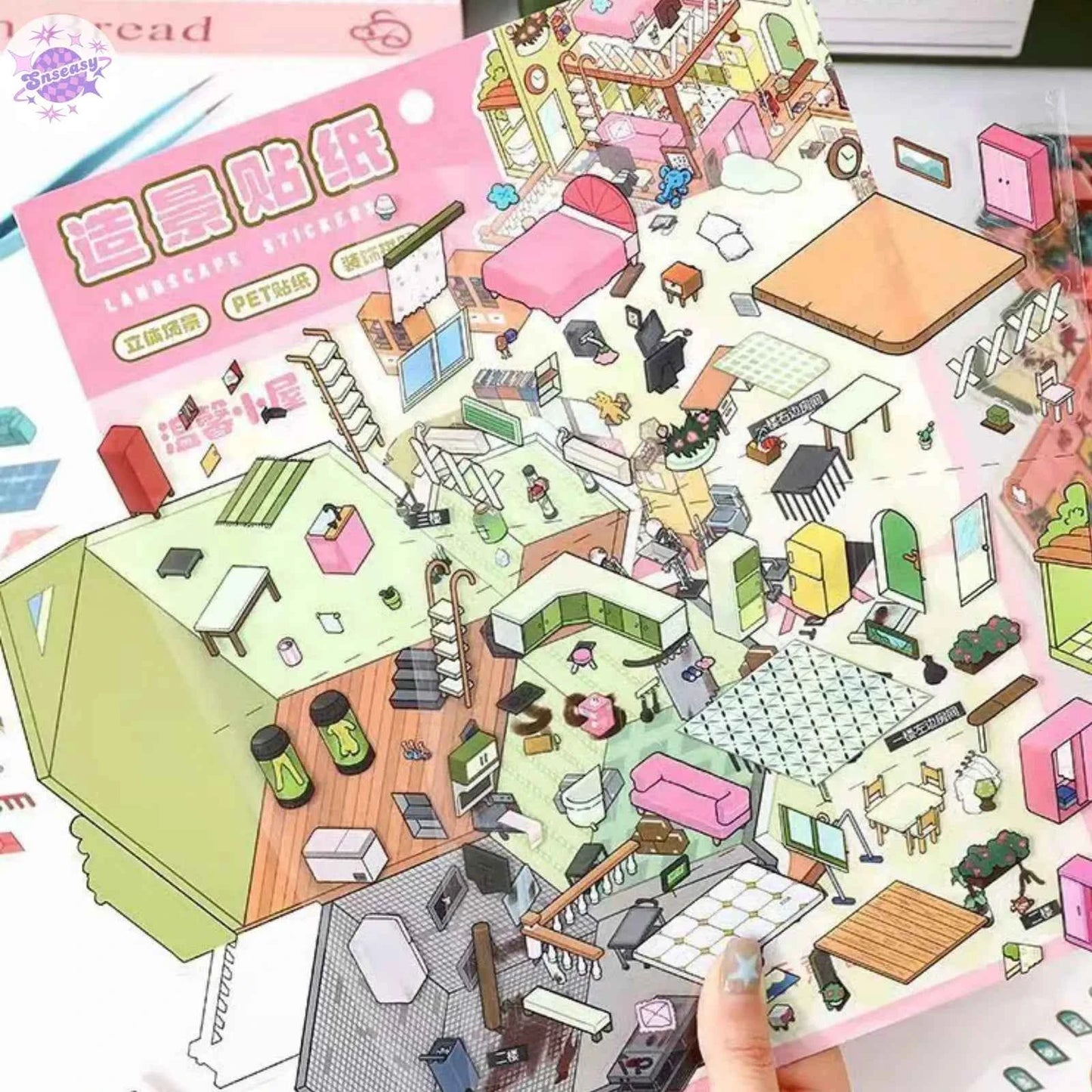Plus Cozy Home – 3D Miniature Sticker Scenes - 2 Theme Sets: Cozy Home | Game Room