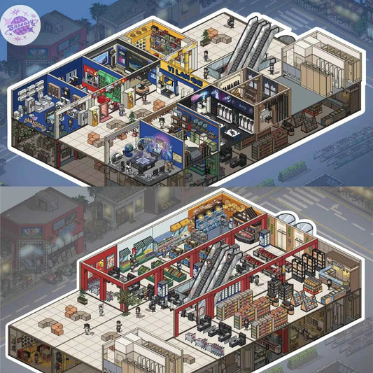 Plus Supermarket World – 3D Miniature Sticker Scenes - 2 Theme Sets: Supermarket World | Electronics City