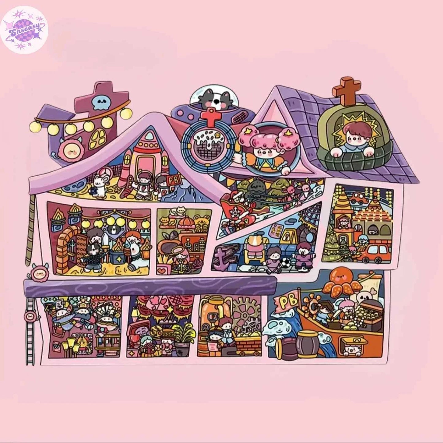 Plus Royal Apartment & Ghost Hotel – 3D Miniature Sticker Scenes - 2 Theme Sets: Royal Apartment | Ghost Hotel