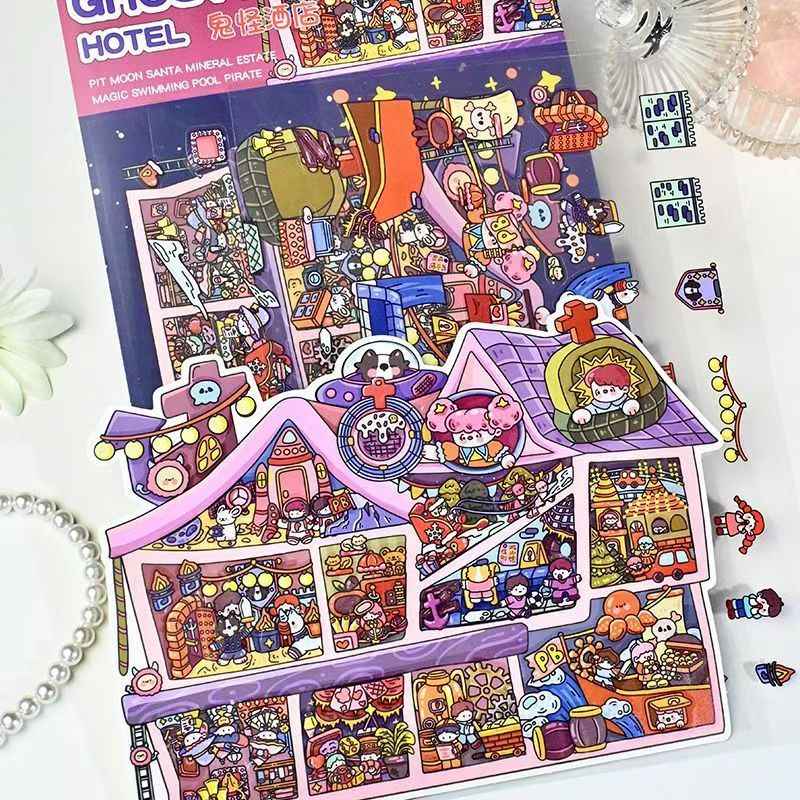 Plus Royal Apartment & Ghost Hotel – 3D Miniature Sticker Scenes - 2 Theme Sets: Royal Apartment | Ghost Hotel